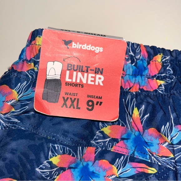 Birddogs Blue and Pink Athletic Shorts Vibrant Floral Design - Picture 3 of 7